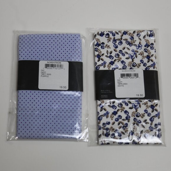 NWT Nordstrom Men's Shop Multicolor Floral Dot Pre-Folded Pocket Square 2 Pack - Picture 2 of 4